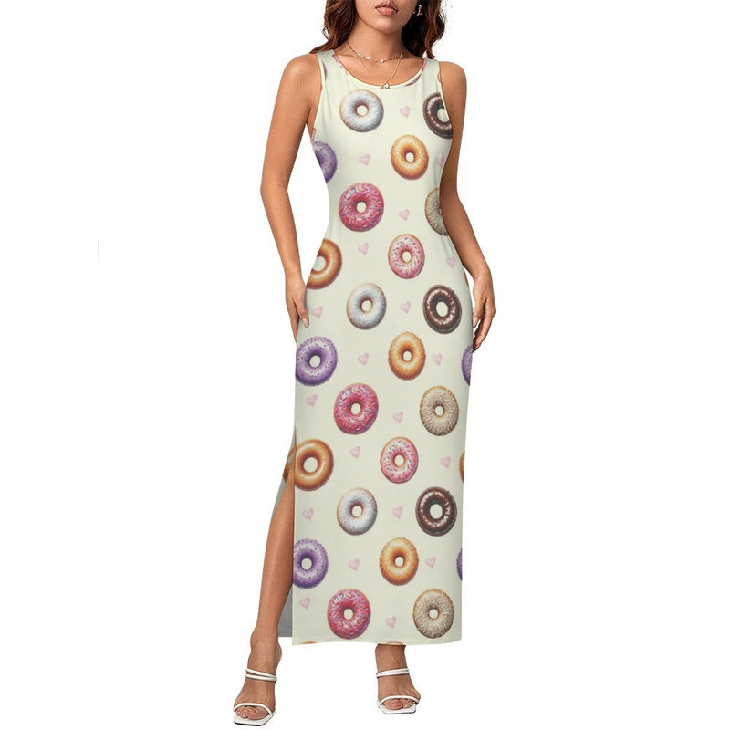 Sleeveless Bodycon Side Slit Long Dress Split cheongsam