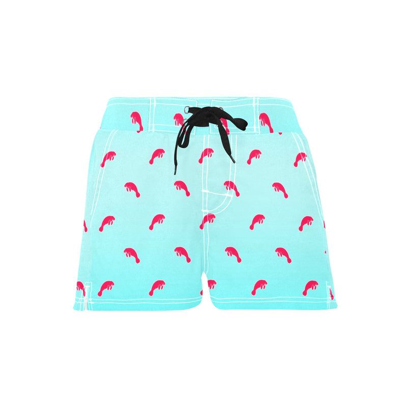 manatee fuchsia print gradient 2 Women's Casual Board Shorts (Model L54)