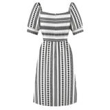 Tribal Sweetheart Neck Puff Sleeve Mini Dress