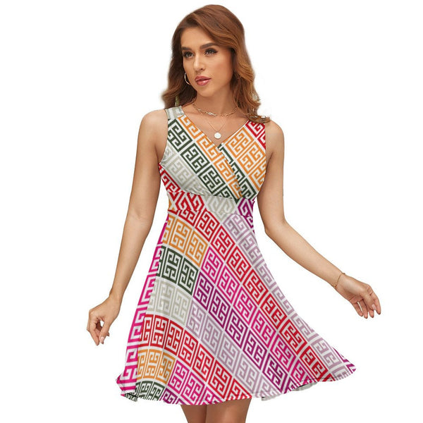 V-Neck Sleeveless Dress (NZ022)  Frocks