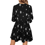 bw stars sun moon print V-Neck Loose Fit Dress (Model D62)