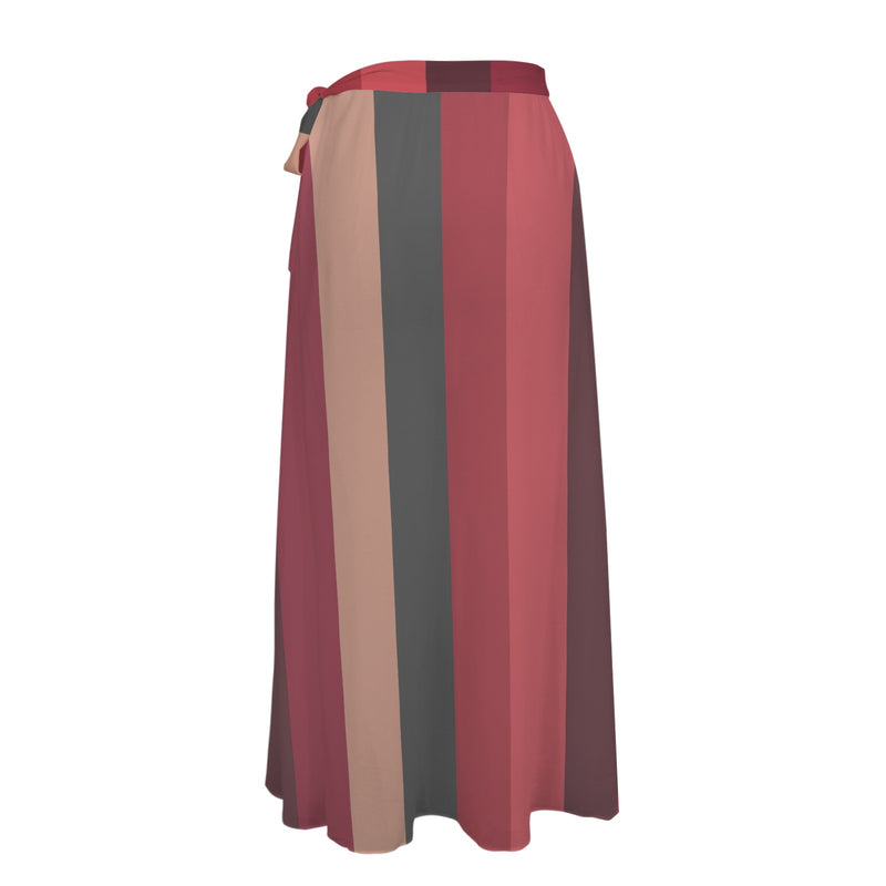 striped hibiscus print 3C Women's Long Knot Side Cover Up