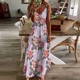 Vintage Roses Spaghetti Strap Ankle-Length Dress Long dress
