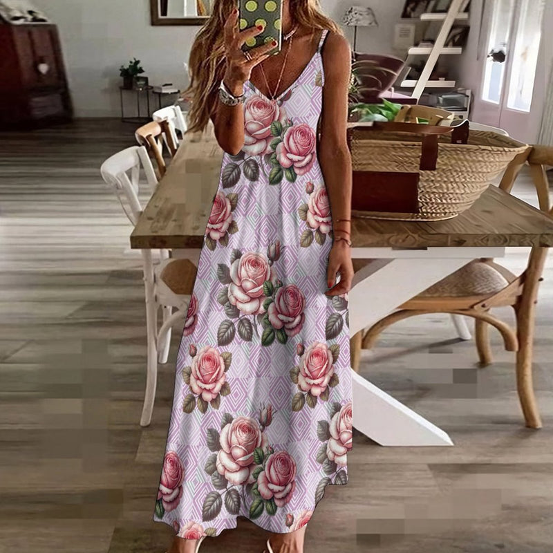 Vintage Roses Spaghetti Strap Ankle-Length Dress Long dress