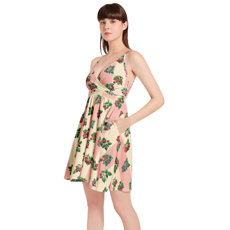 Spaghetti Strap Sleeveless Falred Hem Short Dress