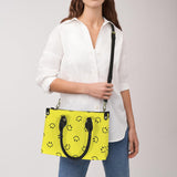smiley face print 2A PU Leather Handbag-Small (Model 1747)