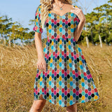 Sweetheart Neck Puff Sleeve Mini Dress (B271) Dress