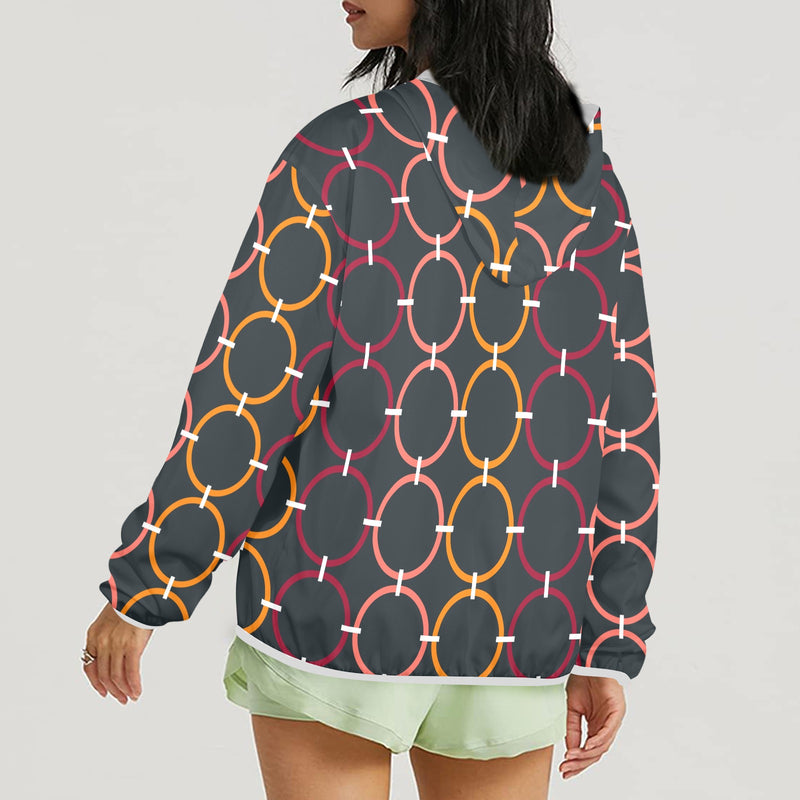 colored rings print 6BC Women's Lightweight Sun Protection Hoodie (Model H62)