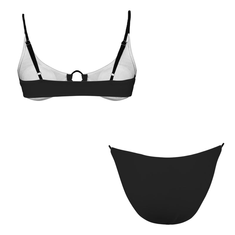 It Comes In Black Women's Ring Buckle Low Waist Bikini Set