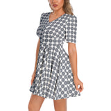 Short Sleeve Ruched Bust Flared Hem Dress