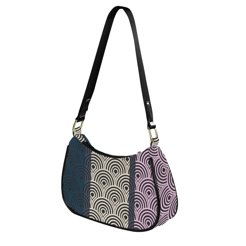 tricolor shell purse print Women's Shoulder Bag-Black Strap (Model 1748)