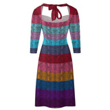 Multicolored Snakeskin Flare dress Women's Sweetheart Dress