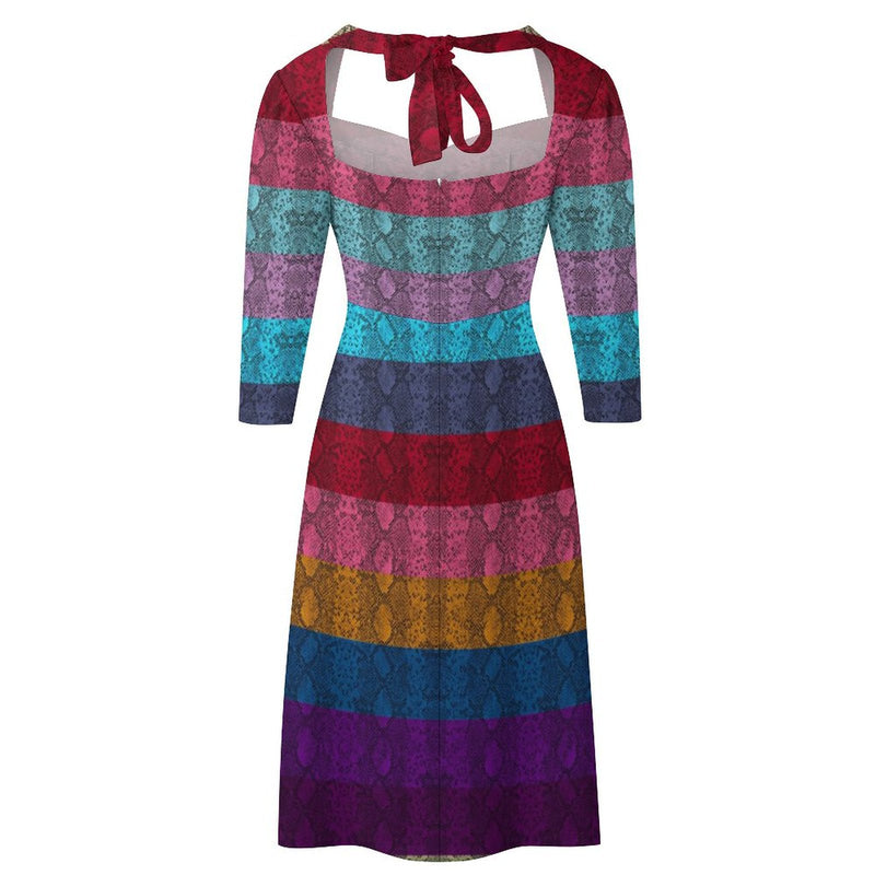 Multicolored Snakeskin Flare dress Women's Sweetheart Dress