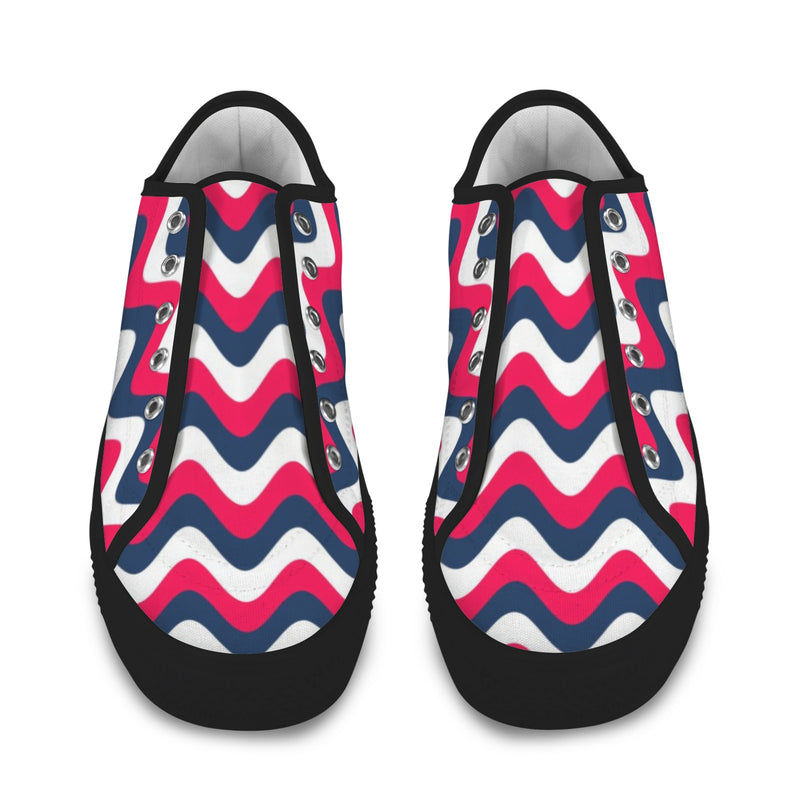 tricolor wavy red white blue print Seattle Low Top Women's Shoes (Model 1013-6)