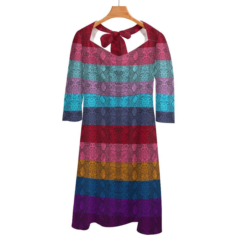 Multicolored Snakeskin Flare dress Women's Sweetheart Dress