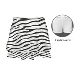 square diamond print 2 High Waist Layered Ruffle Pockets Sports Skirt