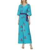 Dolman Sleeve Belted Wide Leg Jumpsuit