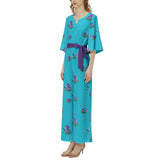 Dolman Sleeve Belted Wide Leg Jumpsuit