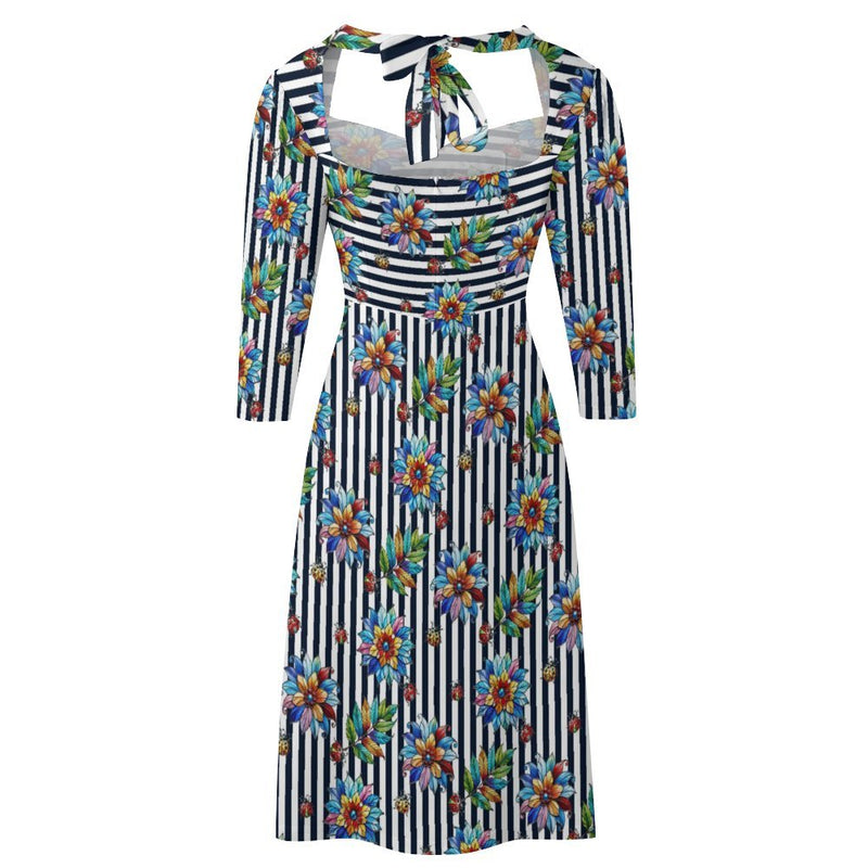 Stained Glass Striped Garden Sweetheart Dress Flare dress