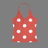 Polka Dot Women's V-Neck Halter Top (Model T83)