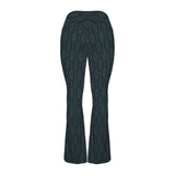 ogee light green print 2A High Waist Crossover Tummy Control Flare Leggings
