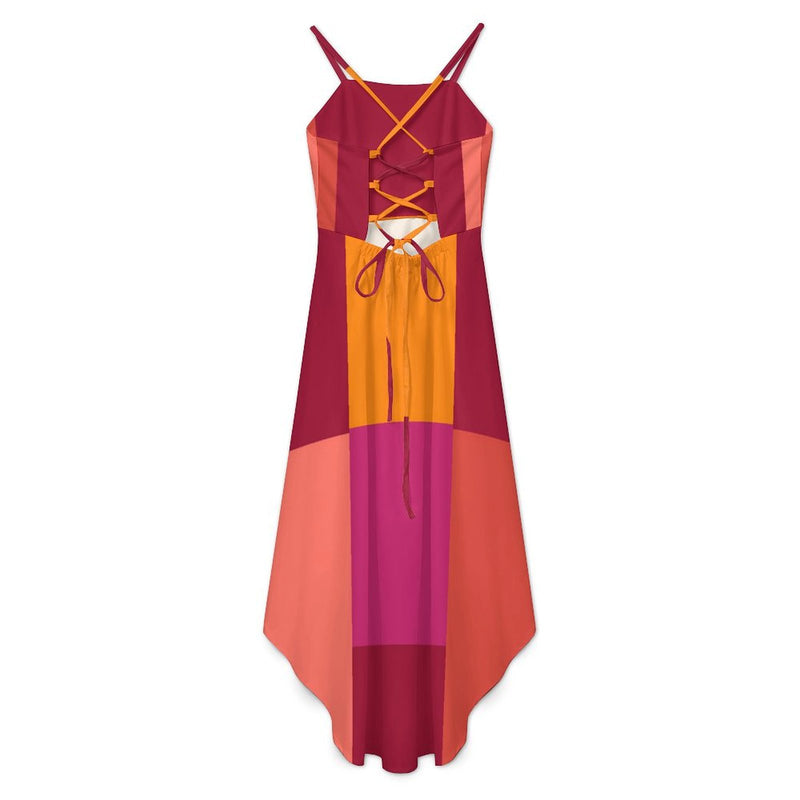 Women&#039;s High-Low Spaghetti Strap Dress Tailcoat skirt