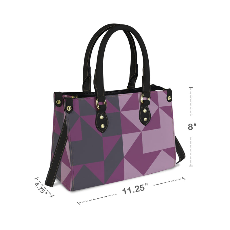 two tone puzzle purple PU Leather Handbag-Small (Model 1747)