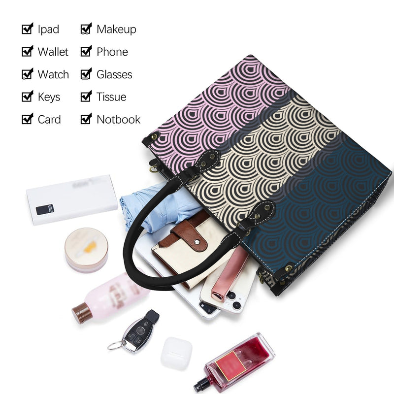 tricolor shell purse print PU Leather Handbag-Medium (Model 1747)