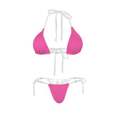 pink solid print 3C Women's Halter String Bikini Set