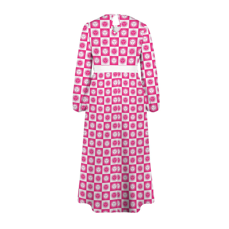 Got Sol Round Neck Long Sleeve Belted Maxi Dress