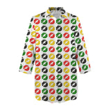 jam kisses print Women's 3/4 Sleeve Button Up Shirt Dress
