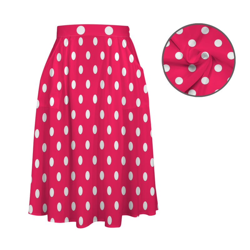 Polka Dots Elastic Waist Pocket Midi Skirt