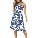 Sleeveless Square Neck Flare Hem Midi Dress