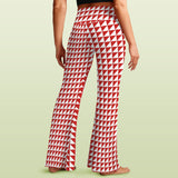 red triangle print 7B High Waist Crossover Tummy Control Flare Leggings