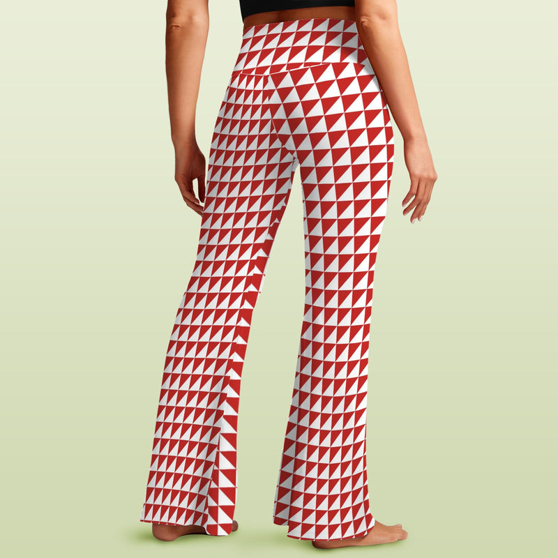 red triangle print 7B High Waist Crossover Tummy Control Flare Leggings
