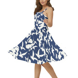 Sleeveless Square Neck Flare Hem Midi Dress
