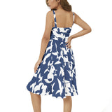 Sleeveless Square Neck Flare Hem Midi Dress