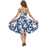 Sleeveless Square Neck Flare Hem Midi Dress