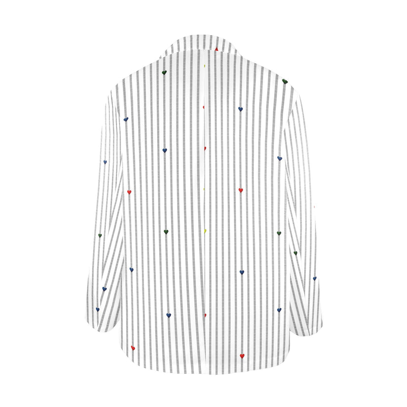 heart accent stripe accent print Women's All Over Print Blazer (Model H64)