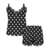 bw polka dot 10 Women's Lace Camisole Pajama Set