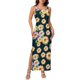 Sleeveless Bodycon Side Slit Long Dress Split cheongsam