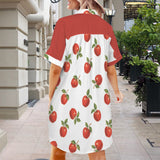 apples swimwear print Short Sleeve Button Front Shirt Dress