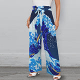 5blue wave7 Strappy Elastic Waist Wide Leg Pants with Pockets