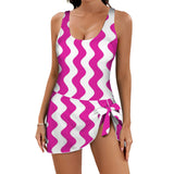 fuchsia solid print 2A Women's One Piece Skirted Swimsuit (Model S54)
