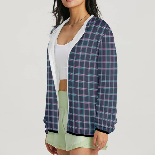 pinstriped plaid print Women's Lightweight Sun Protection Hoodie (Model H62)