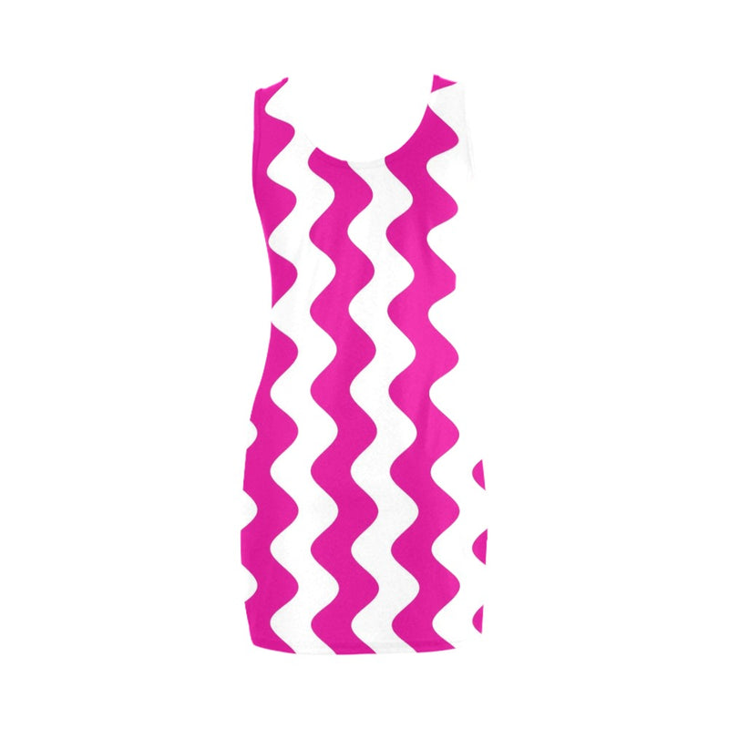 fuchsia wavy print Medea Vest Dress (Model D06)