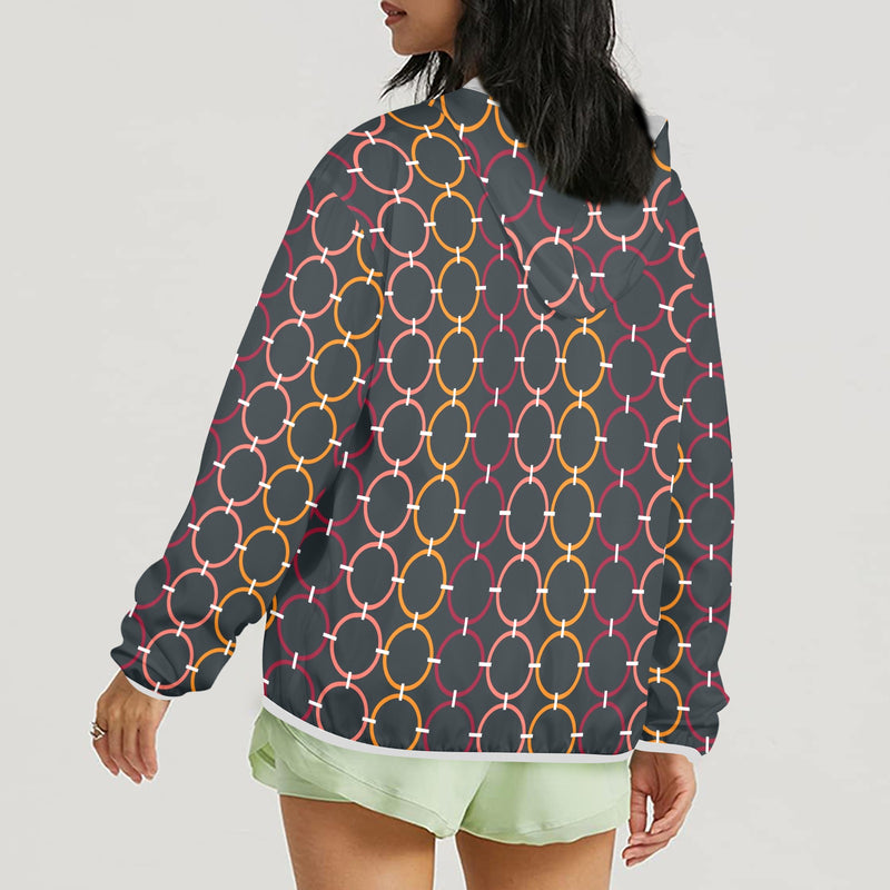 colored rings print 6B Women's Lightweight Sun Protection Hoodie (Model H62)