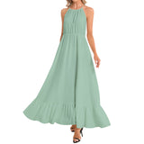 Enchanted Ruffle Hem Halter Neck Maxi Dress
