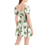 Puff Sleeve Sweetheart Neck Short Dress