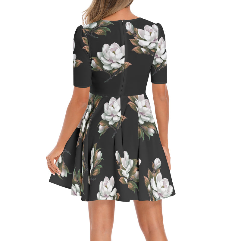 Magnolia Short Sleeve Ruched Bust Flared Hem Dress